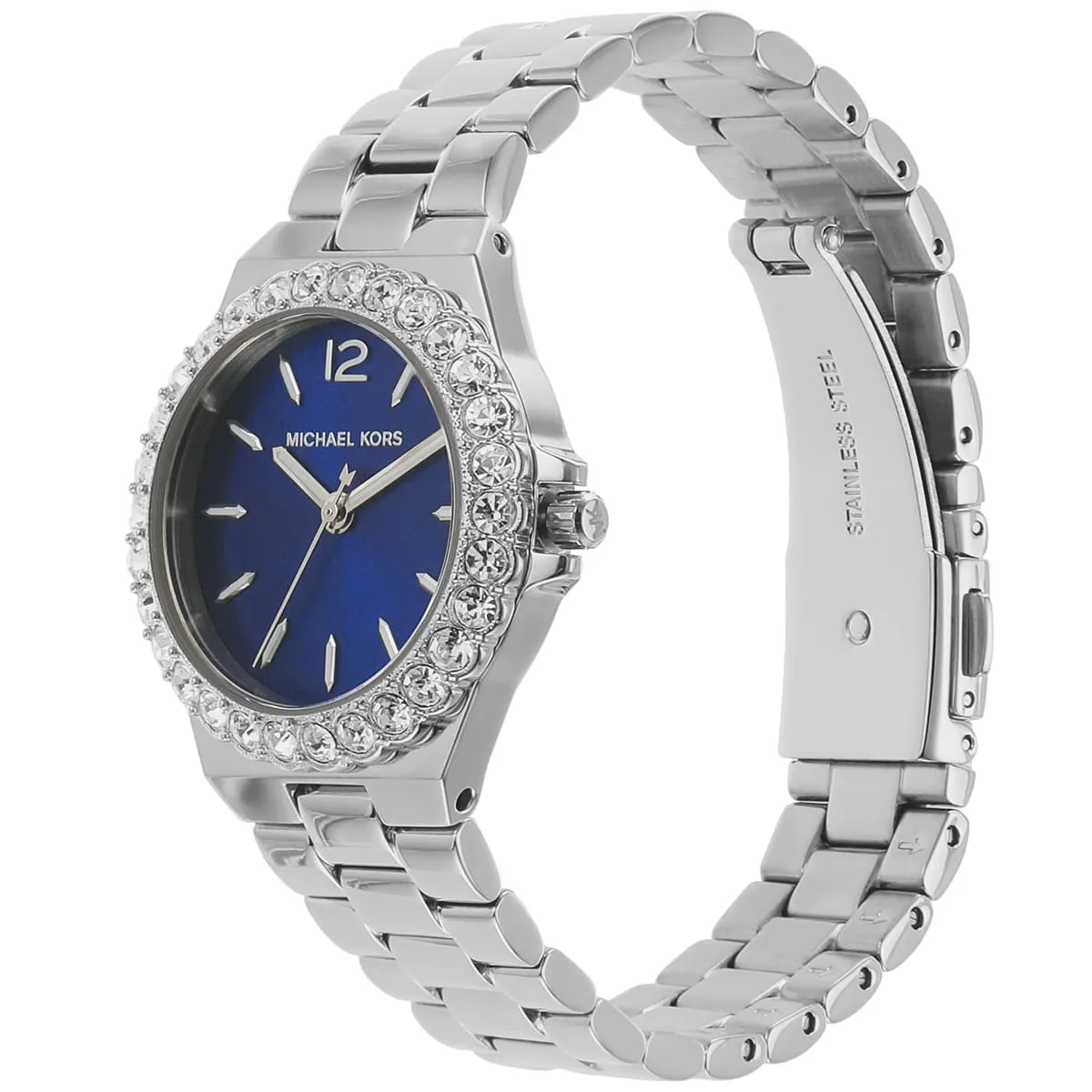 Michael Kors Mini Lennox Pavé Blue Dial Silver Women's Watch - MK7397