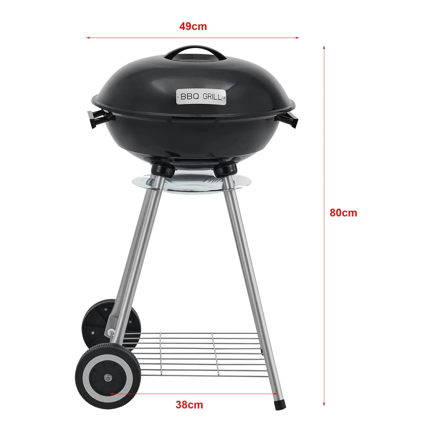 Barbacoa Redonda De Carbón Apricena Con Tapa 80x49x47cm - Negro [casa.pro]