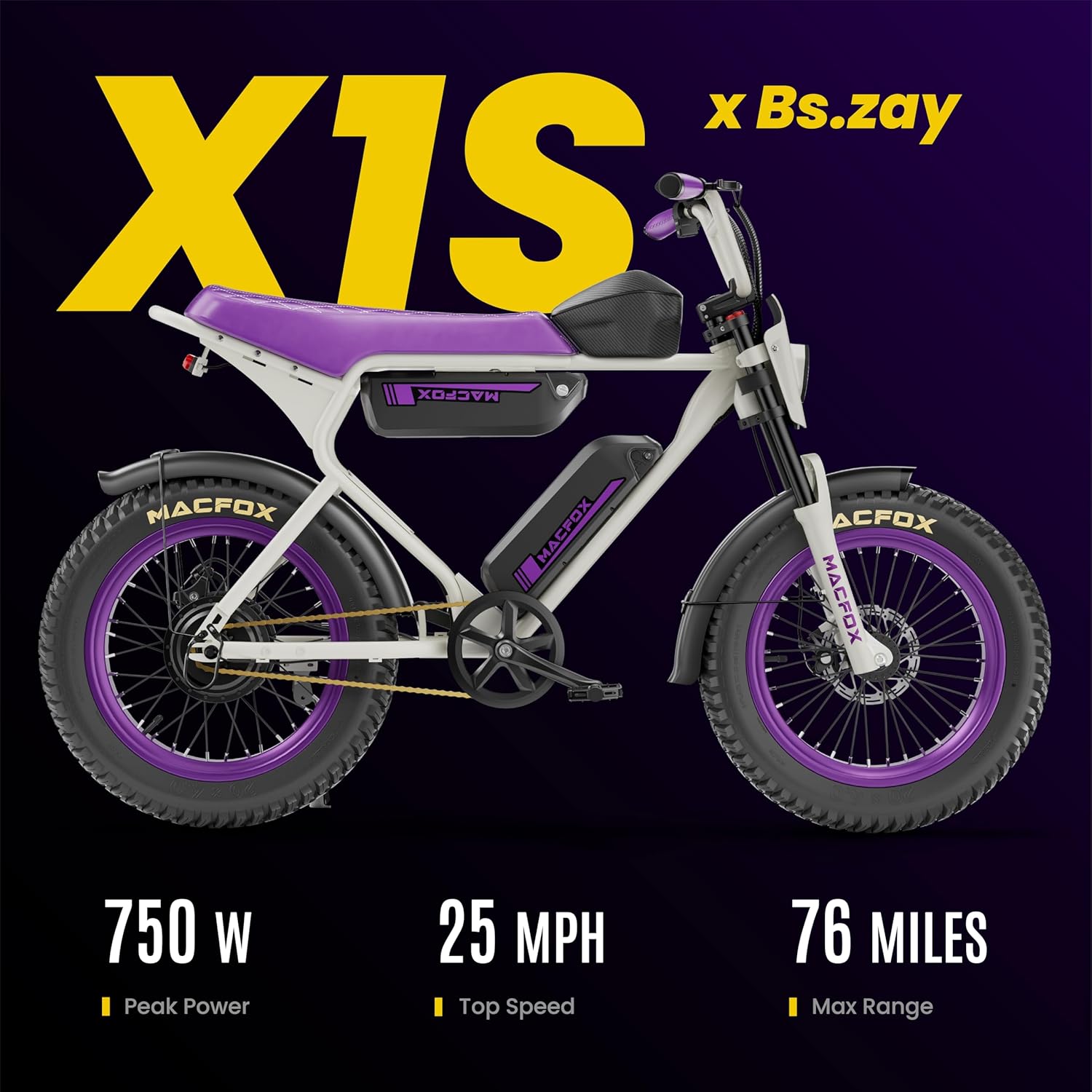 MACFOX Electric Bike for Adults Wheelies with 750W/500W Motor and 48V Ebike Battery, 20 Fat Tire Electric Dirtbike with Dual Disc Brakes and Shock Absorbers for Mountains, Road (US Warehouse)