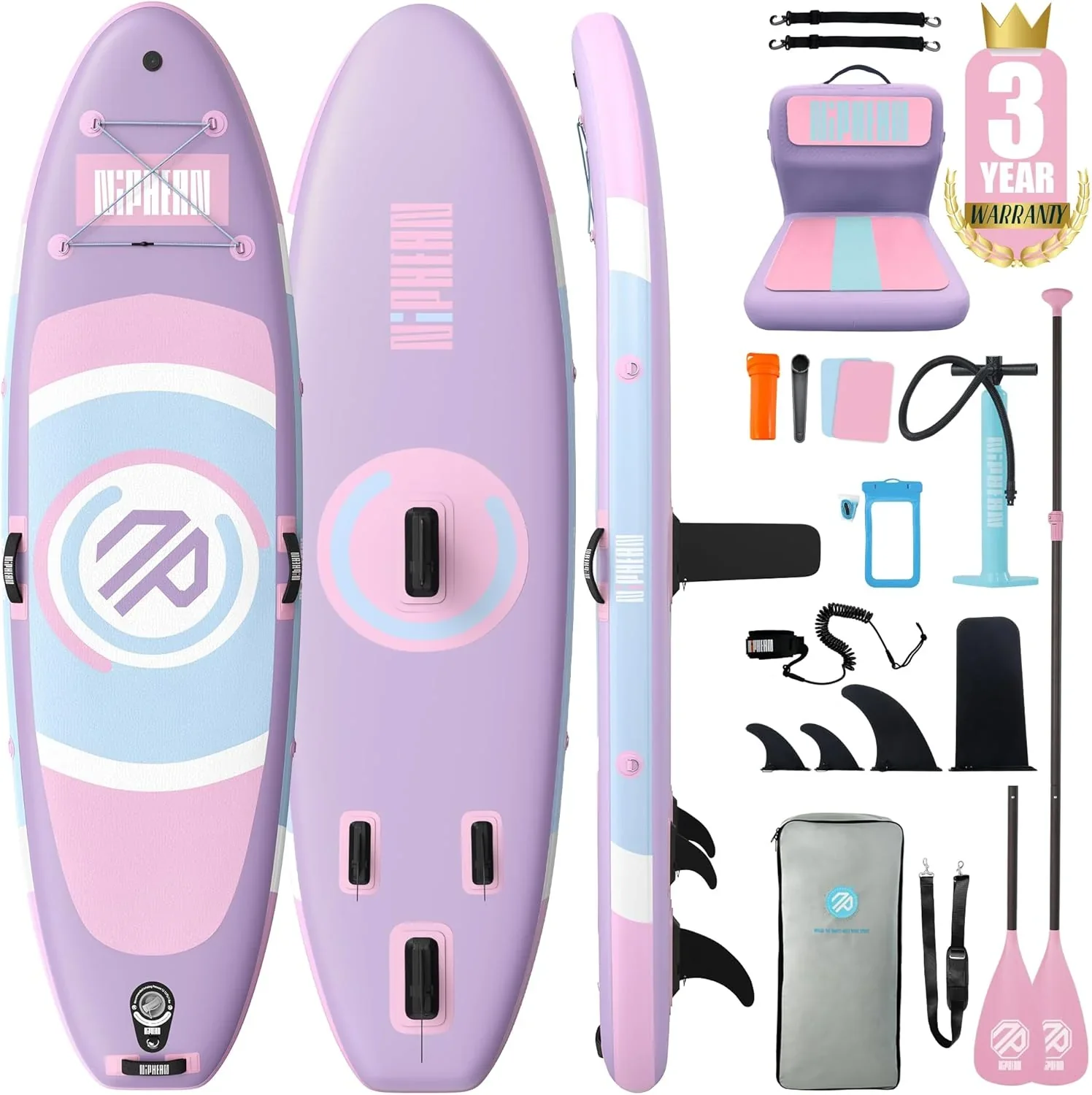 Niphean Tabla Paddle Surf Hinchable, Tabla de Paddle Surf 305 cm con Aletas de Equilibrio para Principiantes y Accesorios Resistentes, Sup Board para Adultos, Stand up Paddle Board Versátil para Yoga