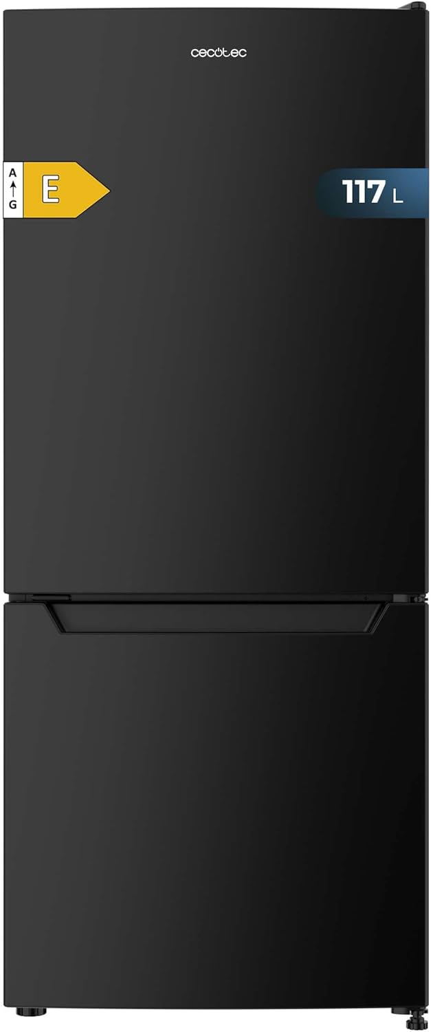 Cecotec Frigorífico Combi No Frost Bolero CoolMarket Combi 117 DF Black E. Frigorífico combi negro, 117L, Defrost, clase E y modo Fast Freezing