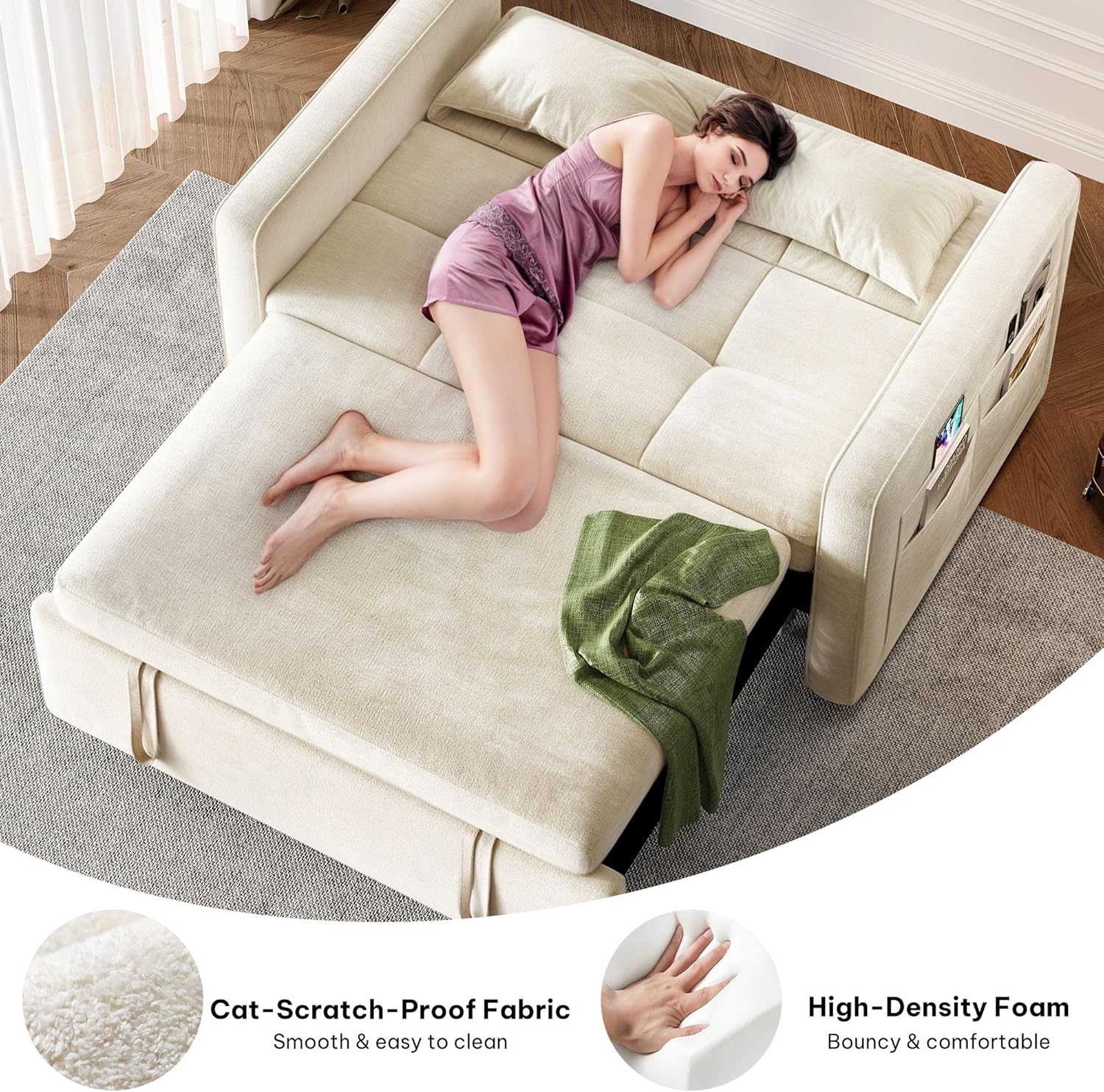DWVO 3-in-1 Convertible Sofa Bed, 55