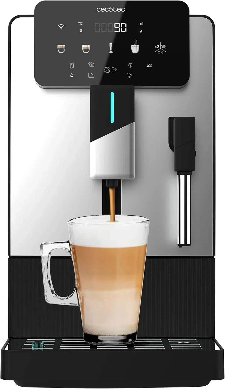 Cecotec Cremmaet Latte Touch Superautomatic Coffee Maker, 19 Bars, Thermoblock, 12 Beverages, 4 Profiles, Water 1.1L and 400 ml Milk, TFT Screen, Conical Grinder, Automatic Cleaning, Adjustable Height 2026