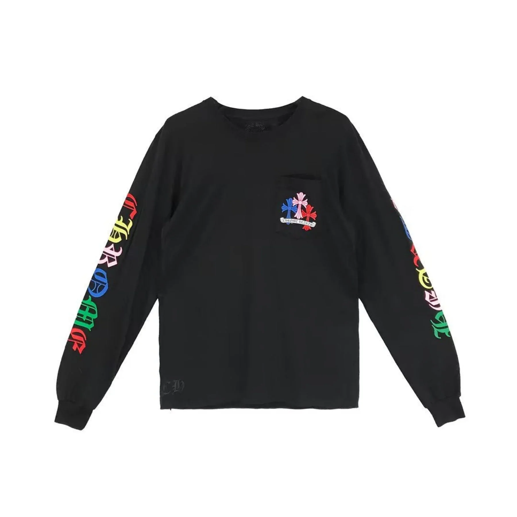 Multi Color Cross Logo Chrome Hearts Black Long Sleeves Tee