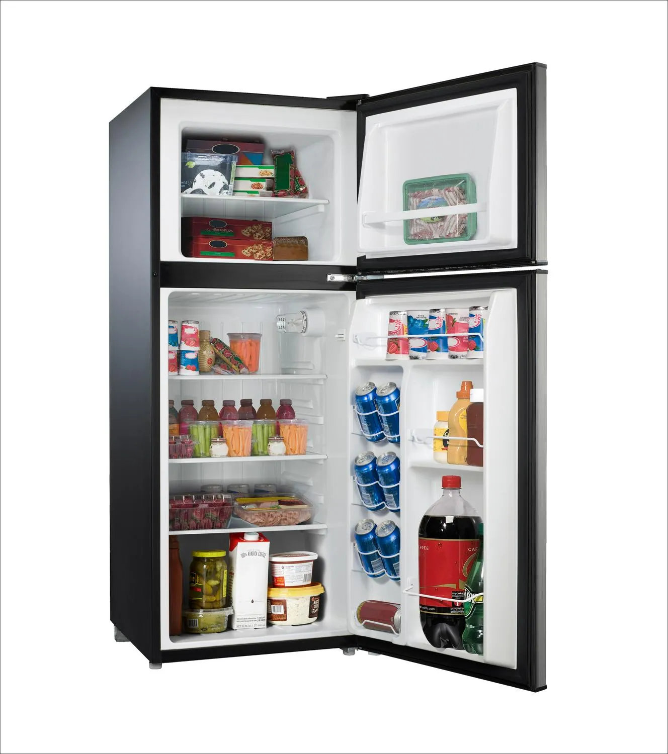 4.6 Cu ft. Twee-deurs minikoelkast met vriezer, roestvrij staal