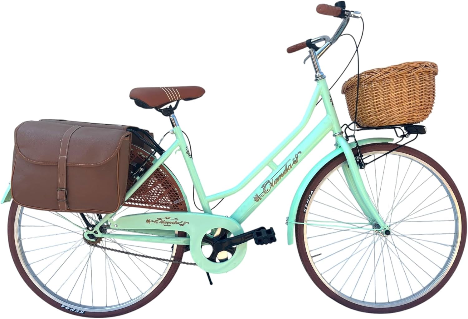 Bicicletta Donna da Passeggio Olanda Misura 26 Bici da città Vintage retrò con Cestino Turchese