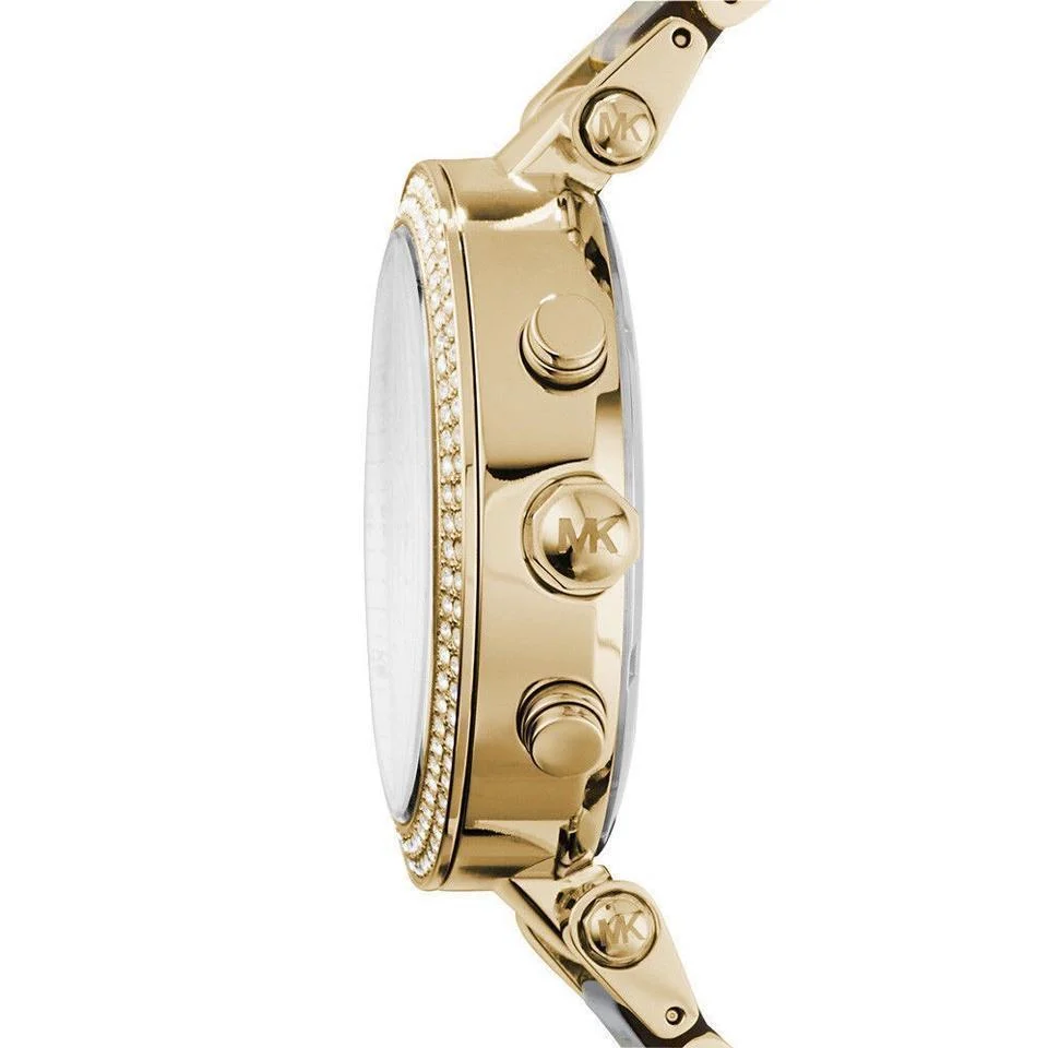 Michael Kors Parker Chronograph Green Dial Gold Ladies Watch MK6263