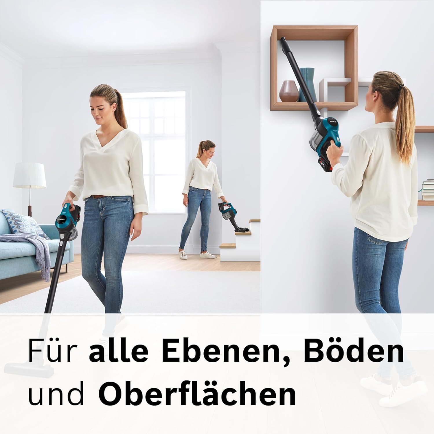 Bosch Akku-Staubsauger Unlimited Serie 6 BKS6111P, kabelloser Handstaubsauger, beutellos, leicht, Hygiene-Filter, hohe Saugleistung, Lange Laufzeit, Fugendüse, alle Bodenarten, blau