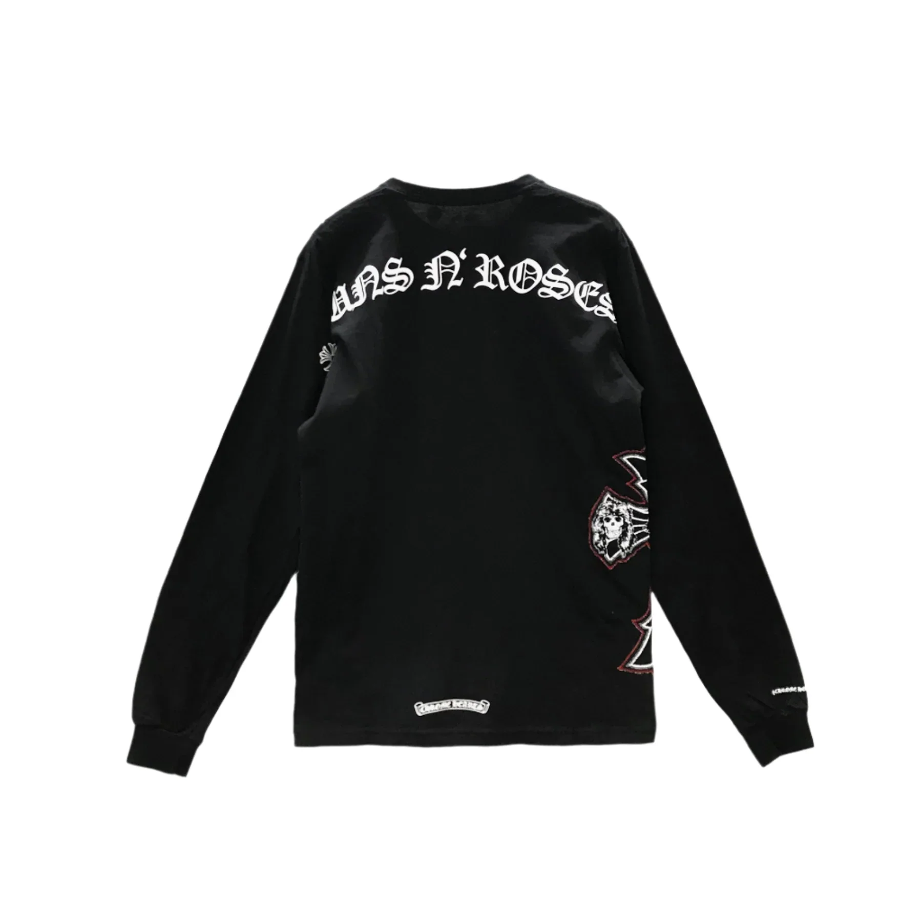 Gun N' Roses Black Cross Embroidered Logo Long Sleeve Tee