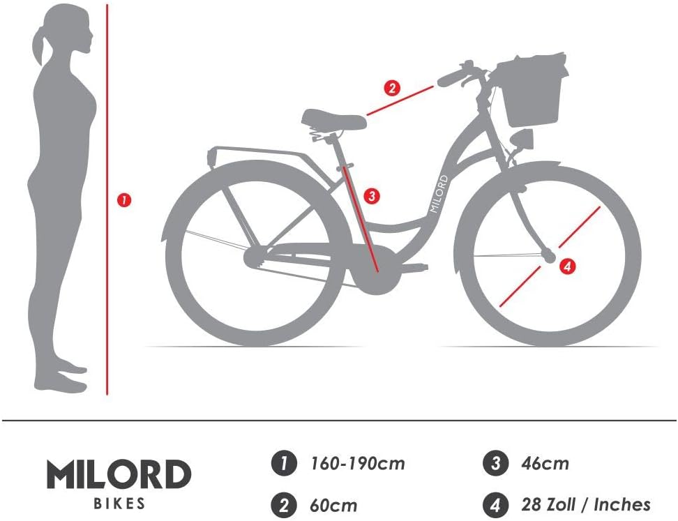 MILORD Creamy Brown Comfort Bike 1 Speed 28 Inch with Basket and Rear Bracket Dutch Women Urban Retro Vintage