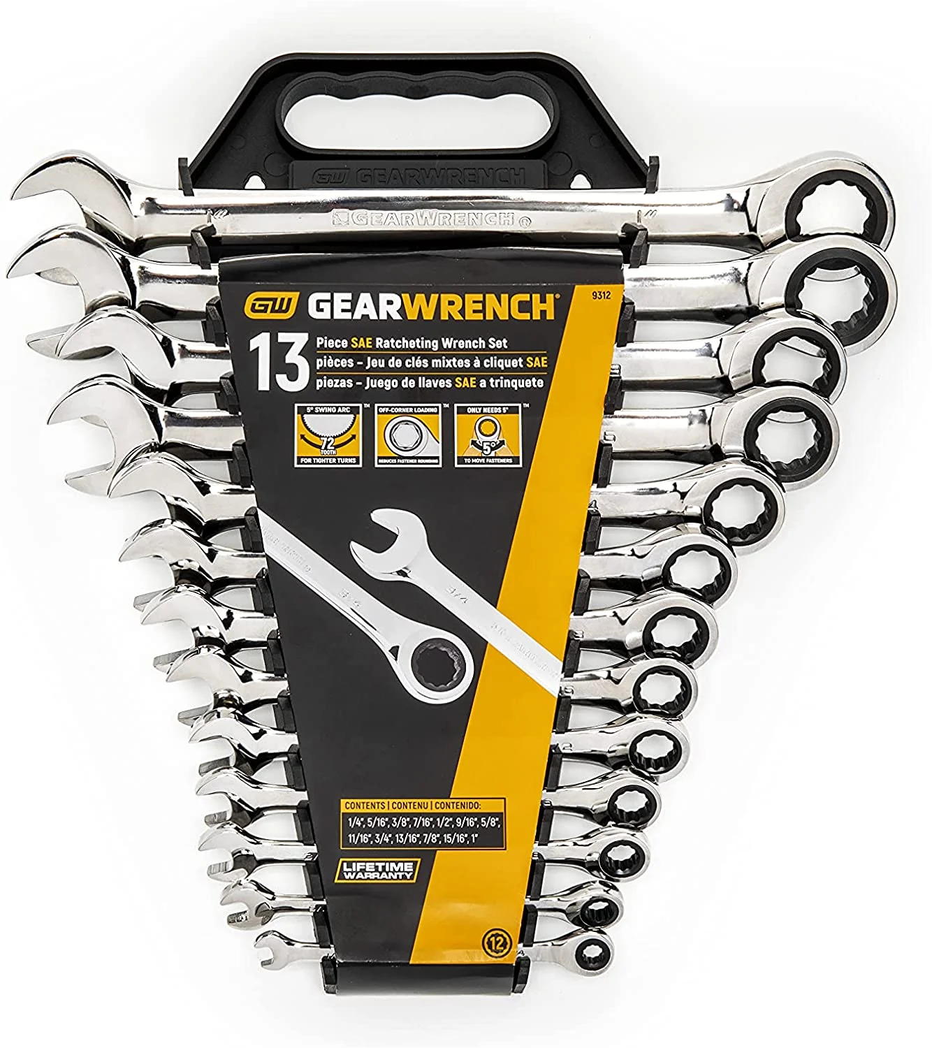 2025 Juego de Llaves Combinadas de 12 Puntos GEARWRENCH con Carraca