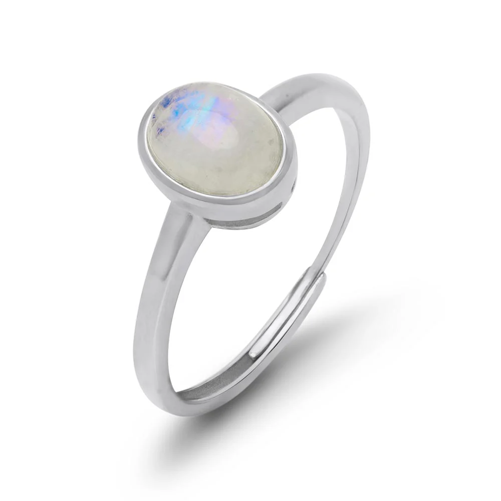 Maansteen Ring - Geplatineerd - Verstelbaar - Intuïtie