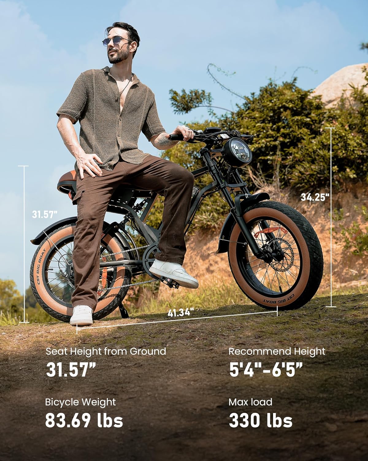 R6 Fat Tire Electric Bike for Adults 1500W Motor, 28MPH, Max 75 Miles Electric Motorcycle, 20 Fast Electric Dirt Bike, Shamano 7-Speed E-Bike Full Suspension, R/L Turn Headlight, UL2849 Certified