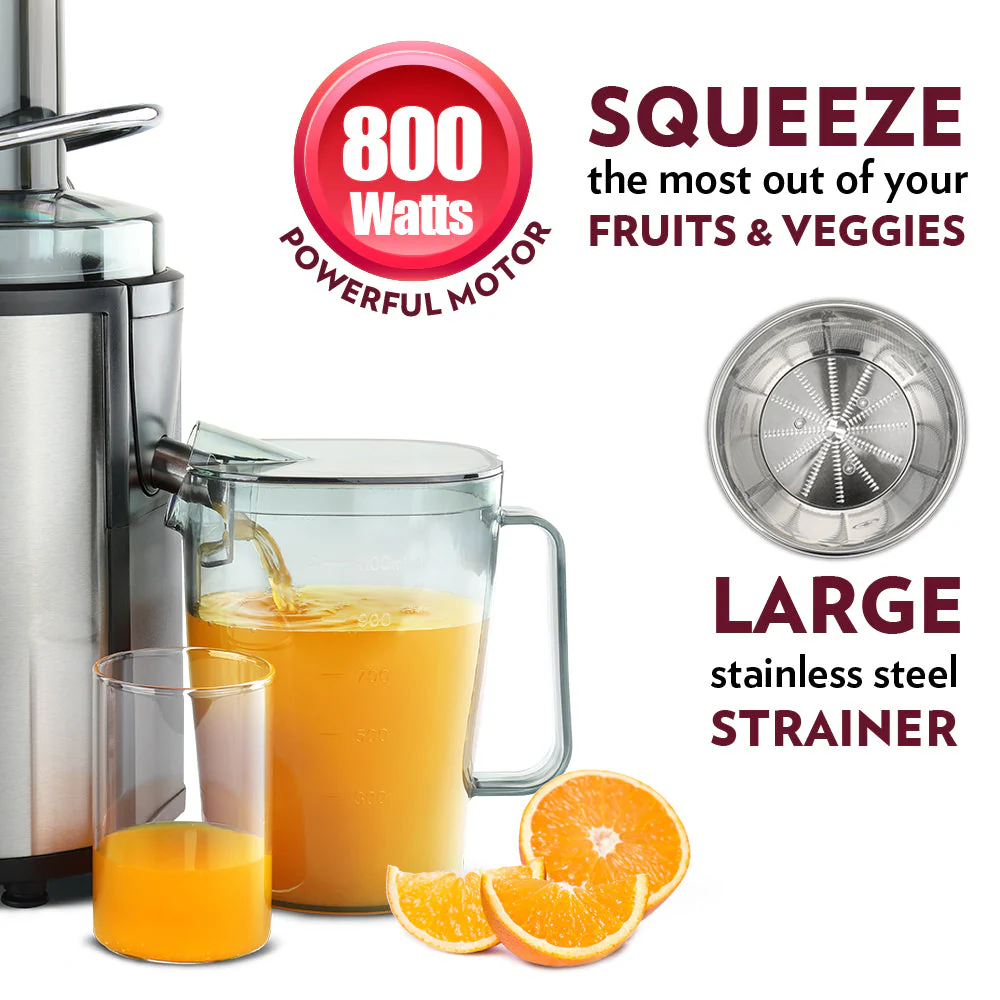2025 Extractor de jugos Borosil Primus Plus 800 W – Extractor centrifugo potente con gran recipiente para jugo, opción de doble velocidad y servicio a domicilio