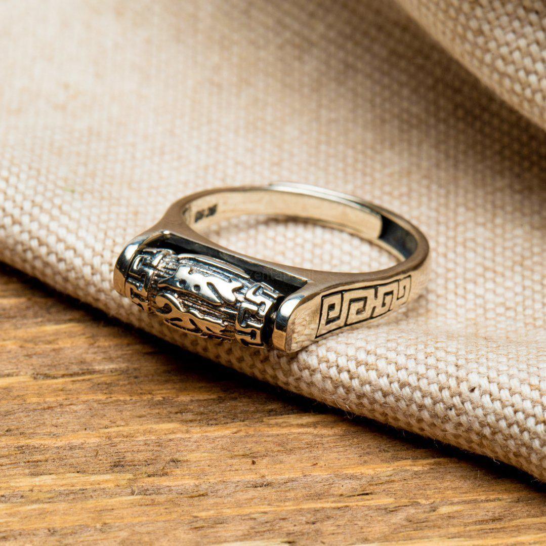 Tibetaanse Ring - 925 Sterling Zilver - Gebedswiel - Verstelbare Geluksring