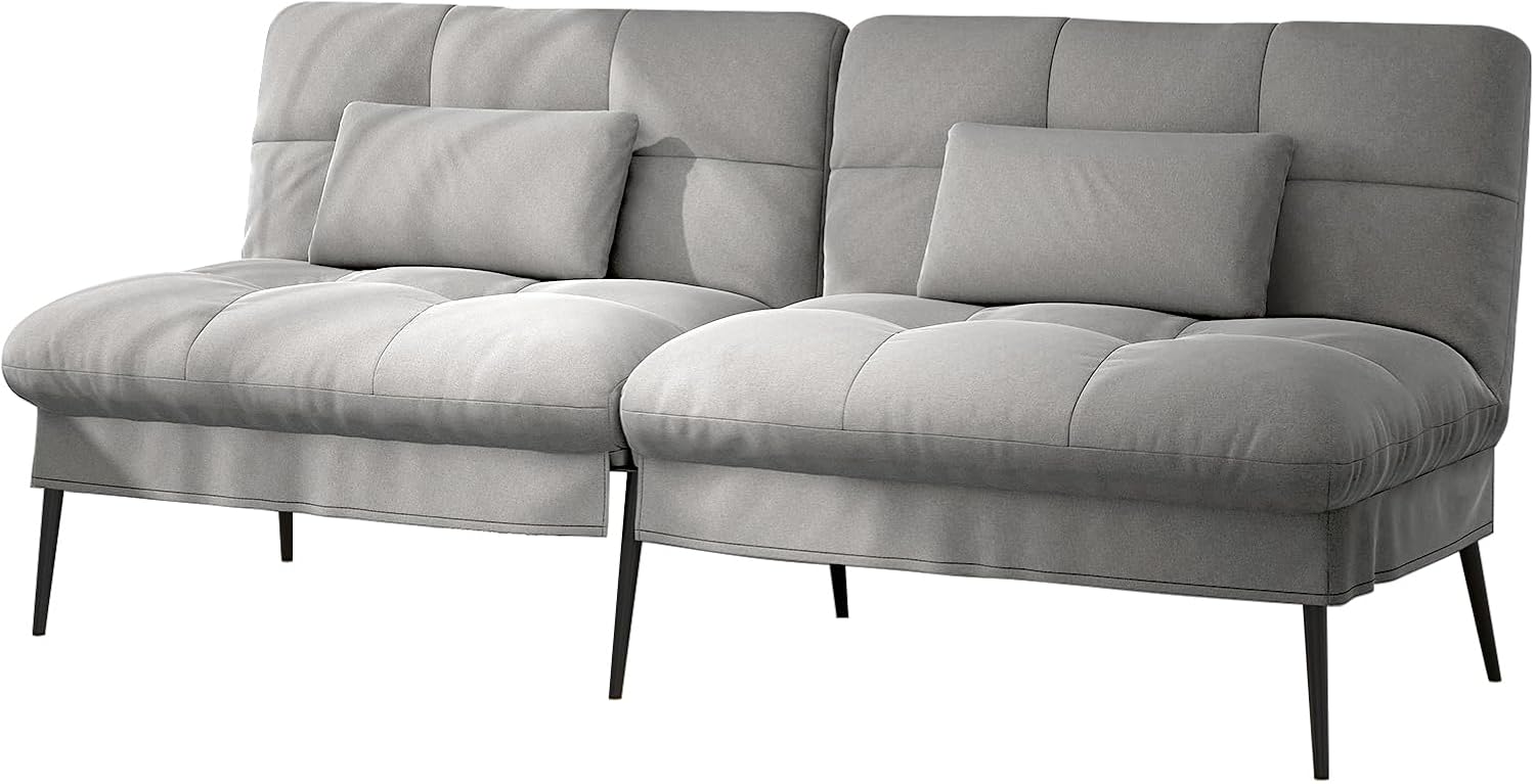 COMHOMA Bäddsoffa Bäddsoffa med sovfunktion Överdrag Futon Hopfällbar soffa, Bäddsoffa Hörnbädd Gästsäng 3-sits bäddsoffa med justerbart ryggstöd Tillverkad av svart tyg