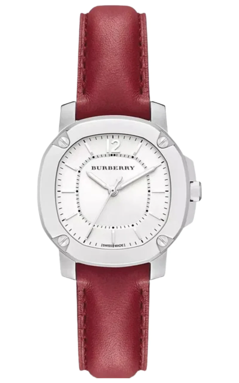 Burberry Brit The Britain White Dial Red Leather Strap Watch for Women - BBY1705
