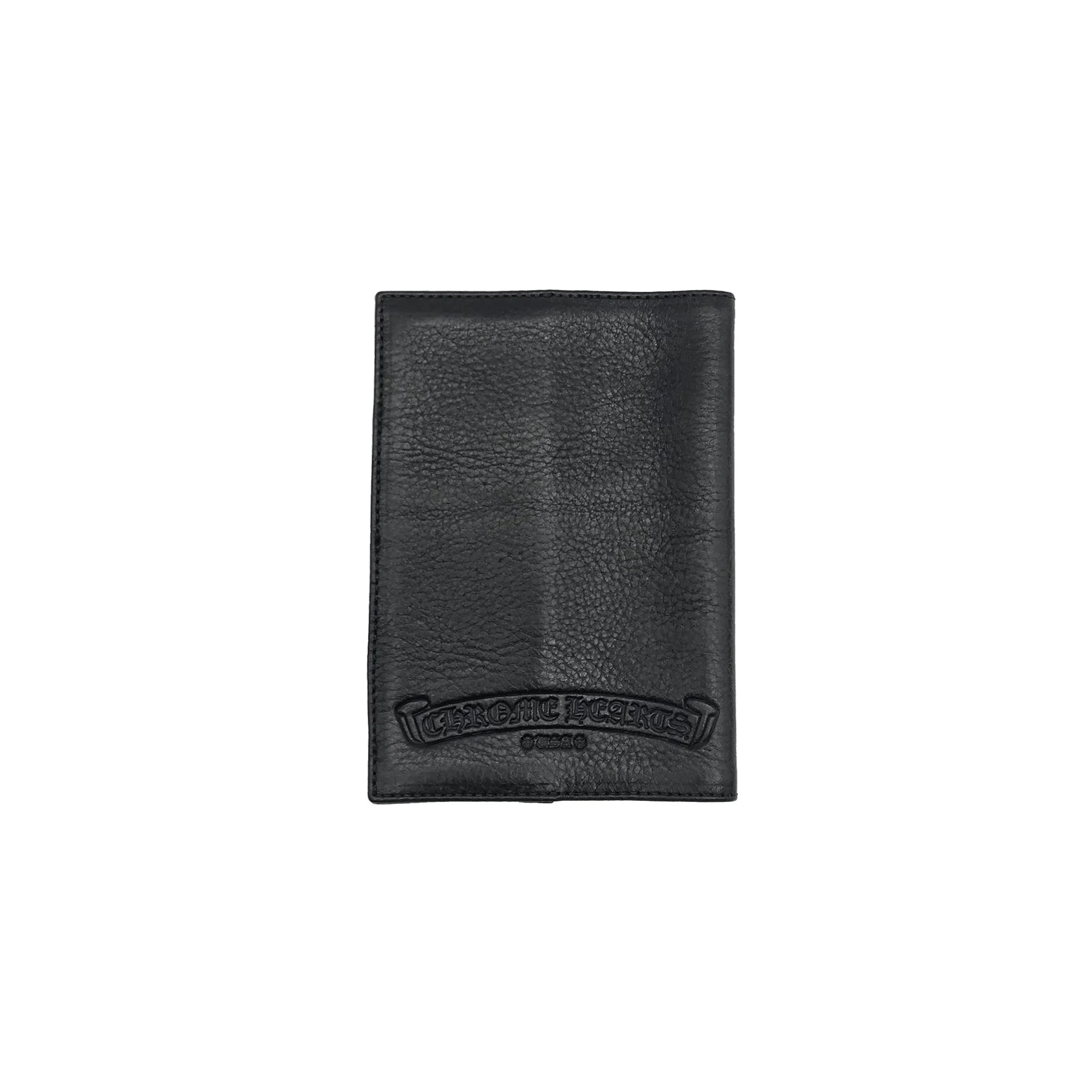 Chrome Hearts Black Leather Cross Passport Holder