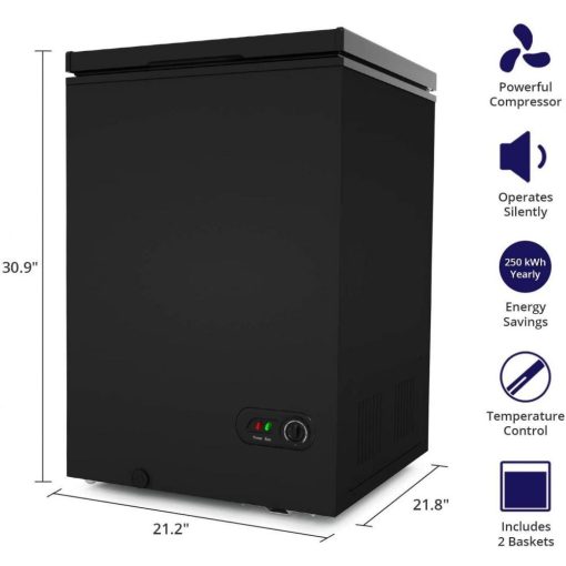 Northair Chest Freezer ?C 3.5 Cu Ft with 2 Removable Baskets ?C Reach In Freezer Chest ?C Quiet Compact Freezer ?C 7 Temperature Settings ?C Black