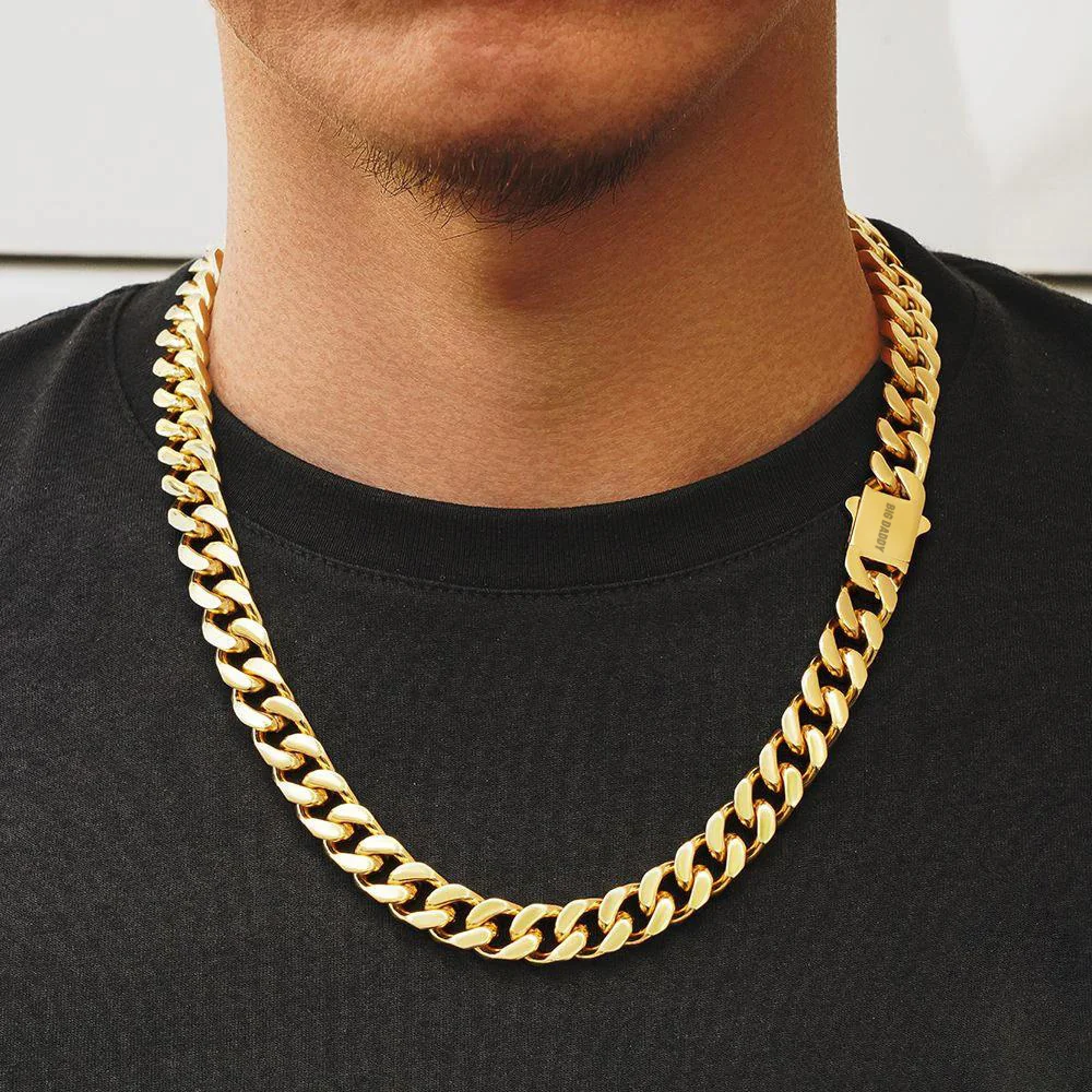 Big Daddy 12mm Gold Cuban Chain 24 Inch (Defect)