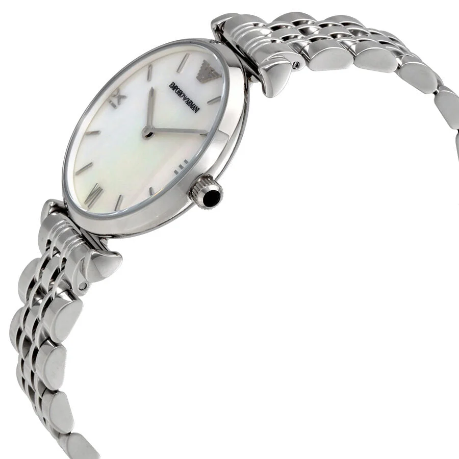 Emporio Armani Classic White MOP Dial Silver Men's Watch - AR1682