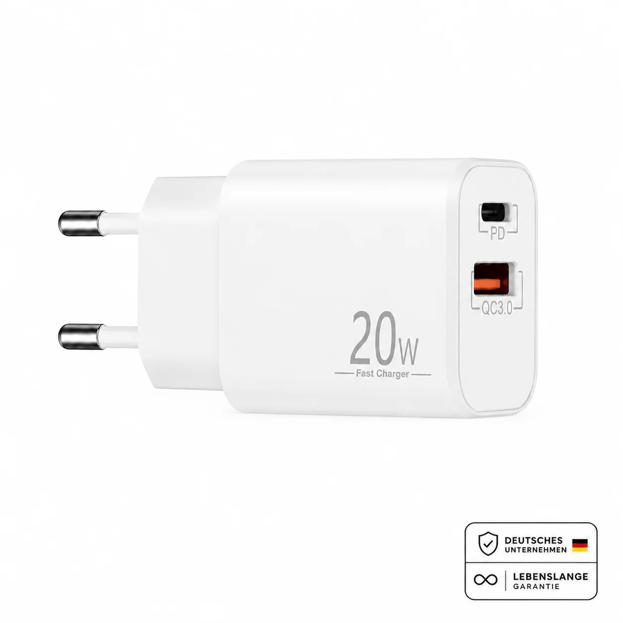 Schnellladegerät USB-C + USB-A Dual Netzteil Universal mit Kabel