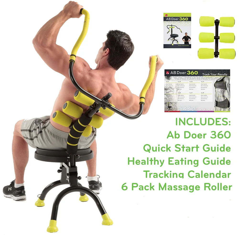 AB Doer 360 Fitness System with 6 Pack Back Roller Provides an Abdominal and Total Body Workout with Aerobics to Burn Calories and Work Muscles Simultaneously.