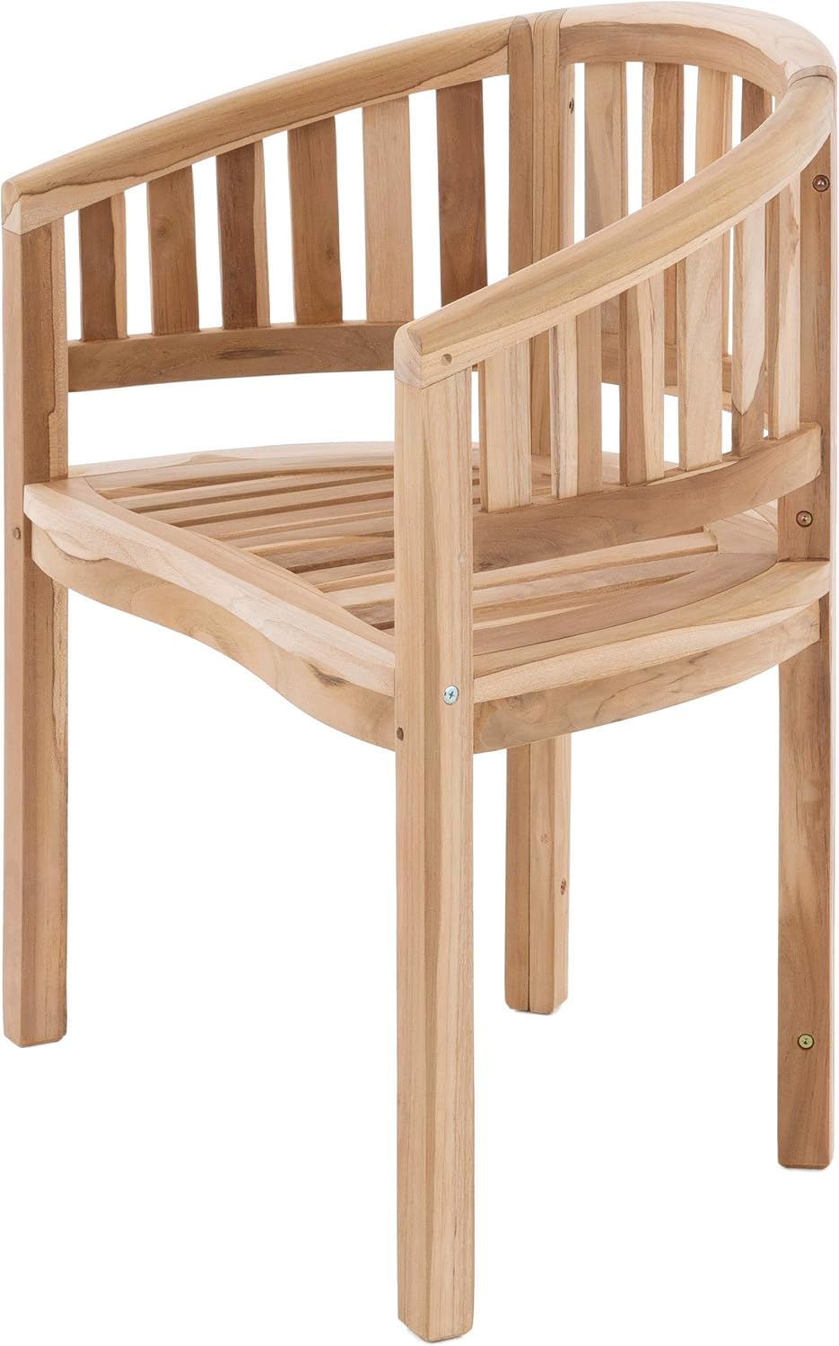 DIVERO Bananenstuhl Miami geschwungen aus Teak Holz, unbehandelt – Reine Handarbeit – Farbe: Natur-Braun
