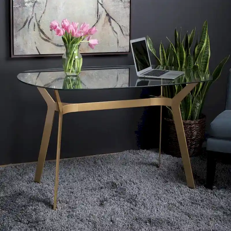 Silver Orchid Myers 48-Inch Modern Metal and Glass Desk