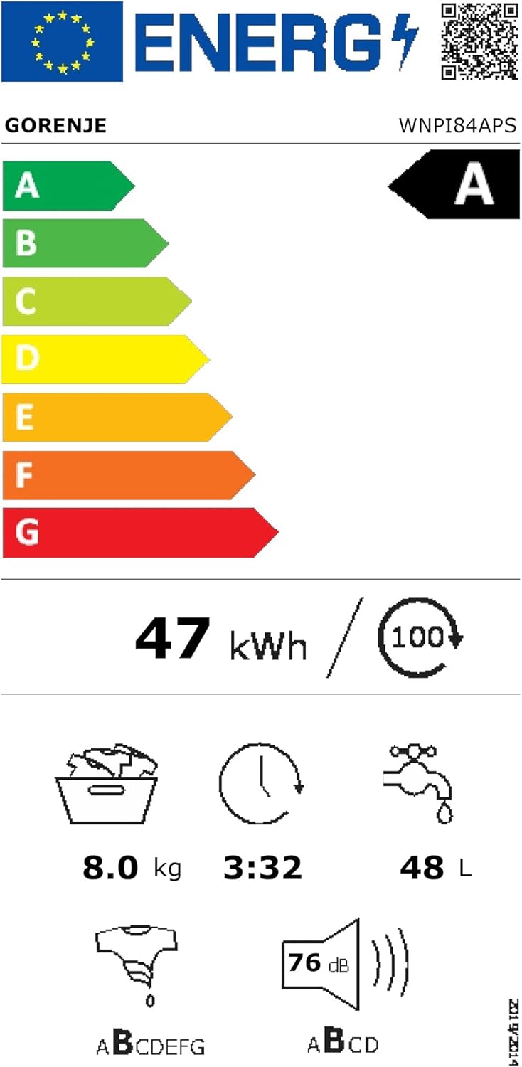 GORENJE WNPI84APS Waschmaschine LED Display Inverter PowerDrive Motor AquaStop Dampffunktion 16 Programme