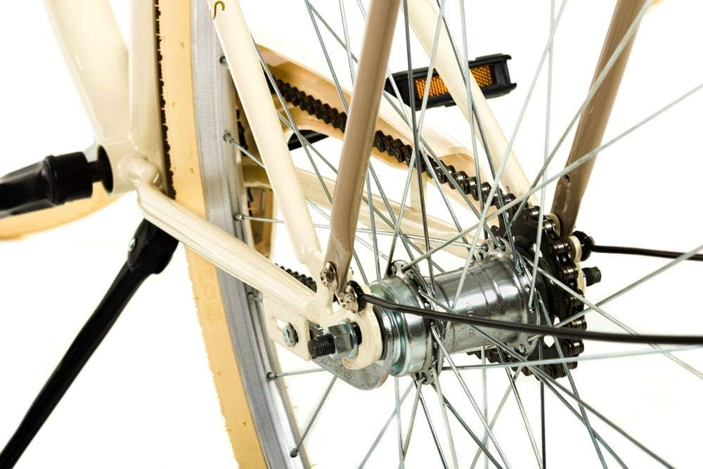 MILORD Creamy Brown Comfort Bike 1 Speed 28 Inch with Basket and Rear Bracket Dutch Women Urban Retro Vintage