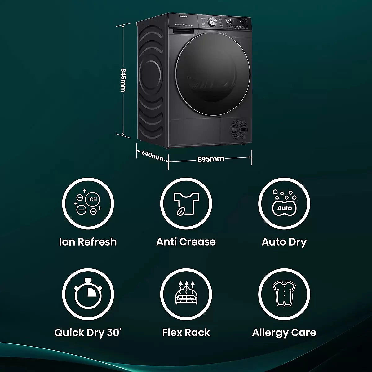 Hisense 9Kg Heat Pump Tumble Dryer - Black| DH5S902BB