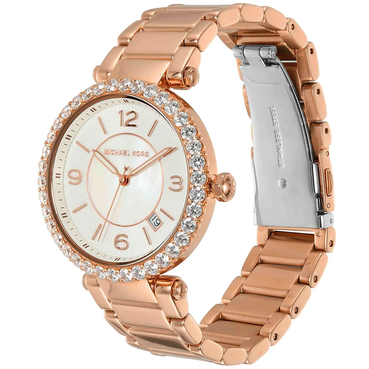 Michael Kors Parker Three-Hand White MOP Dial Rose Gold Women's Watch - MK4695