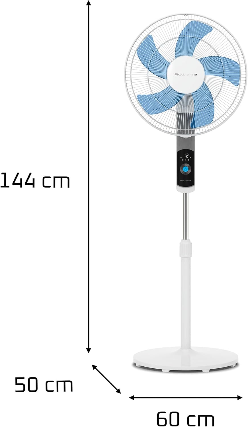 Rowenta Turbo Silence Standventilator, 35 dB(A), Leistungsstarke Erfrischung bis zu 7,2 m, 12 Geschwindigkeiten, 120° Oszillation, Fernbedienung, LED-Display, 12-Stunden-Timer, VU5650F0