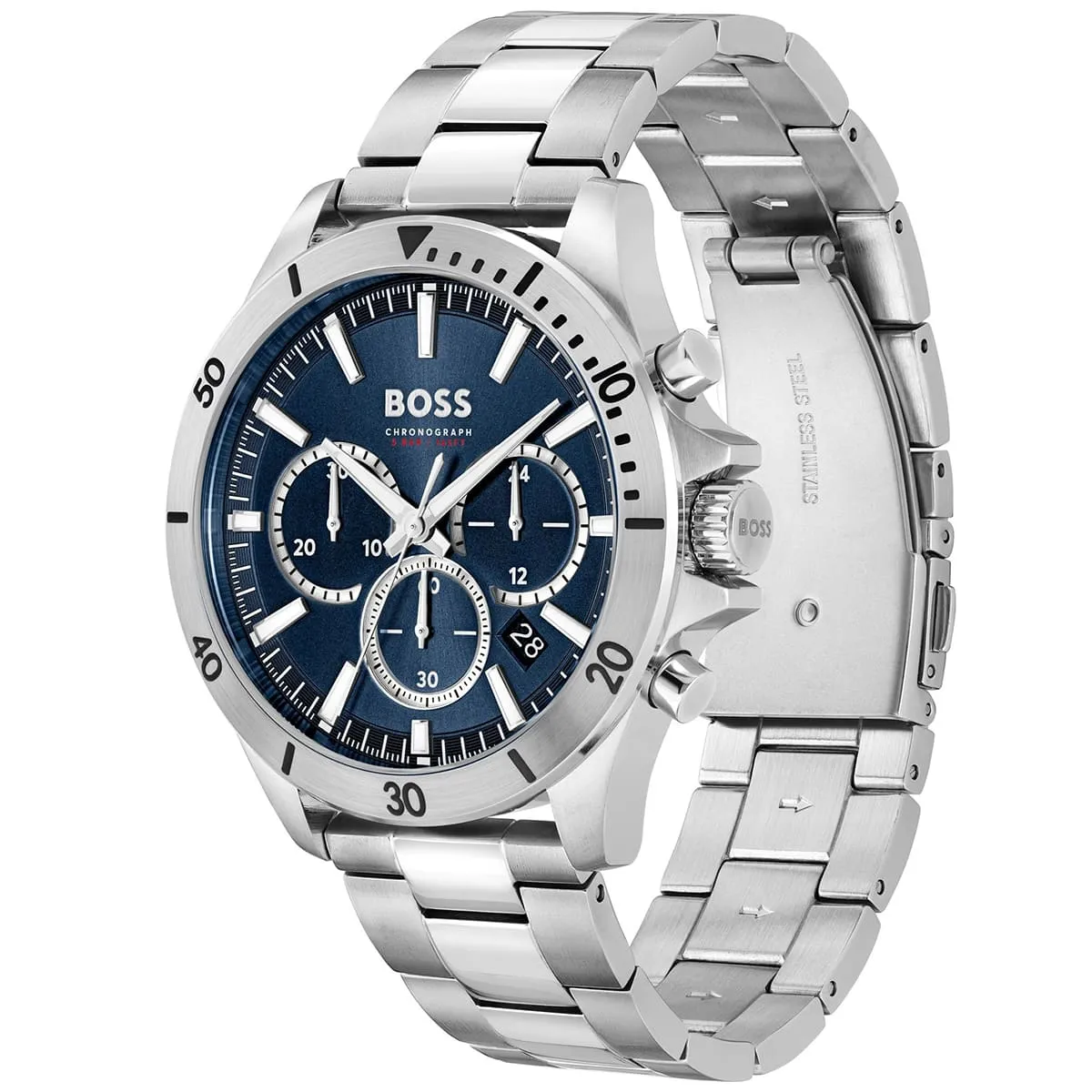 Hugo Boss Troper Chronograph Blue Dial Silver Steel Quartz Men's Watch 1514069