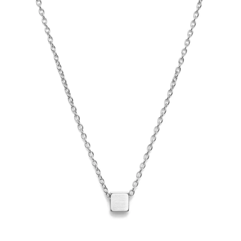 Minimalistische Ketting Cube - RVS - Kubus - Zilver