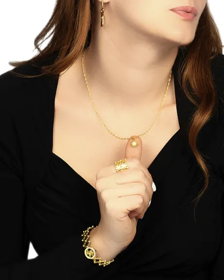 Gold Sun Charm Pendant – 18K Radiant Sunburst Necklace