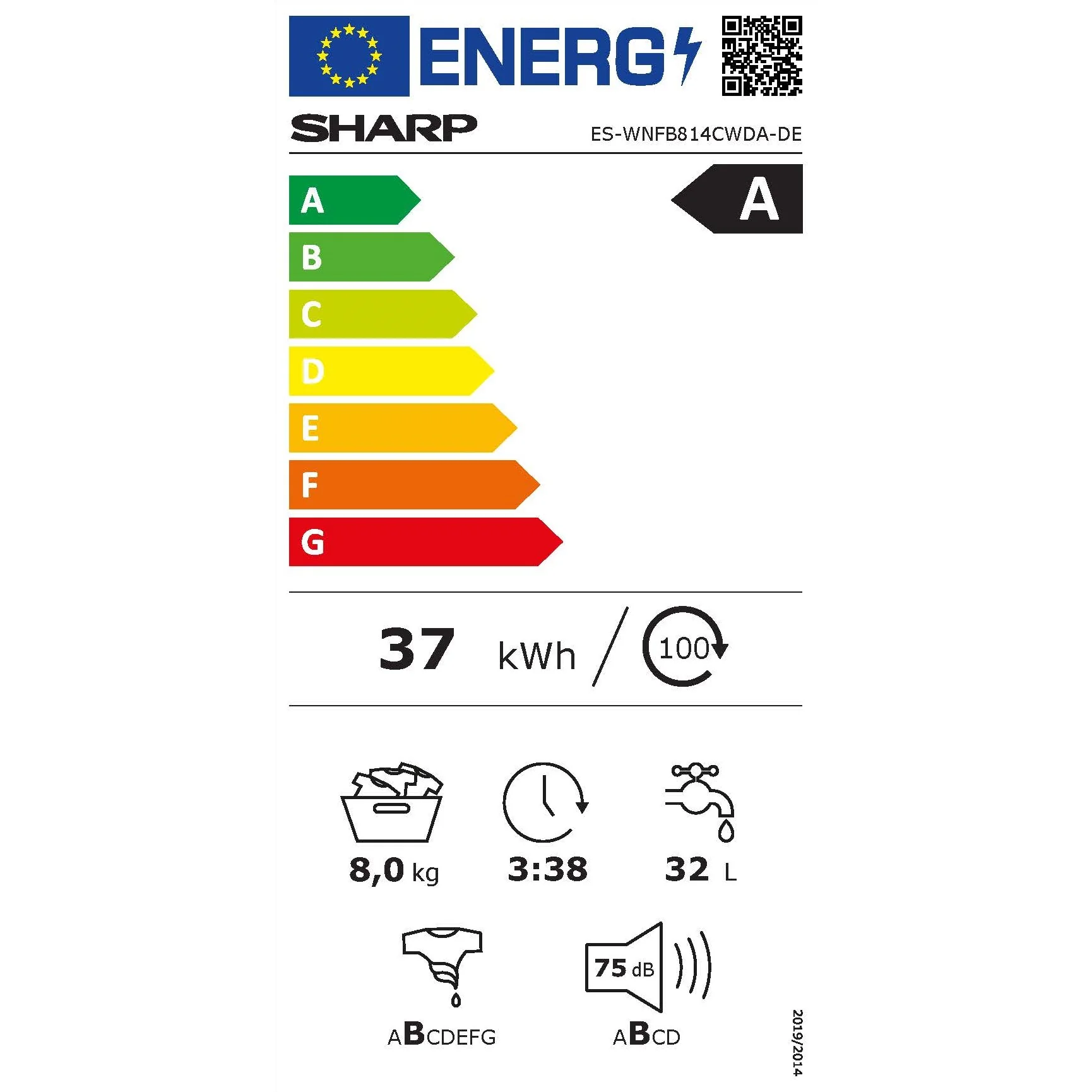 Sharp Waschmaschine 8kg ES-WNFB814CWDA-CH, WiFi, A -20%