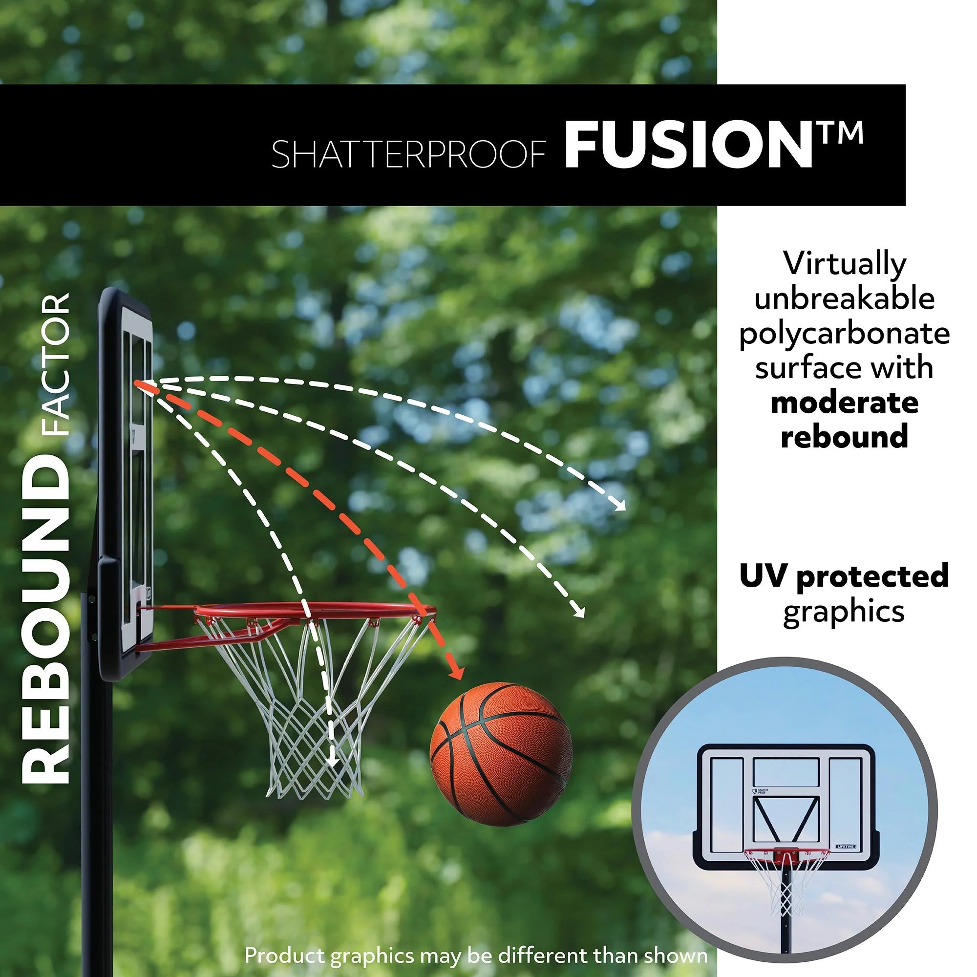 2025 Aro de Baloncesto Portátil Ajustable Lifetime 44 pulgadas de Policarbonato - 90114