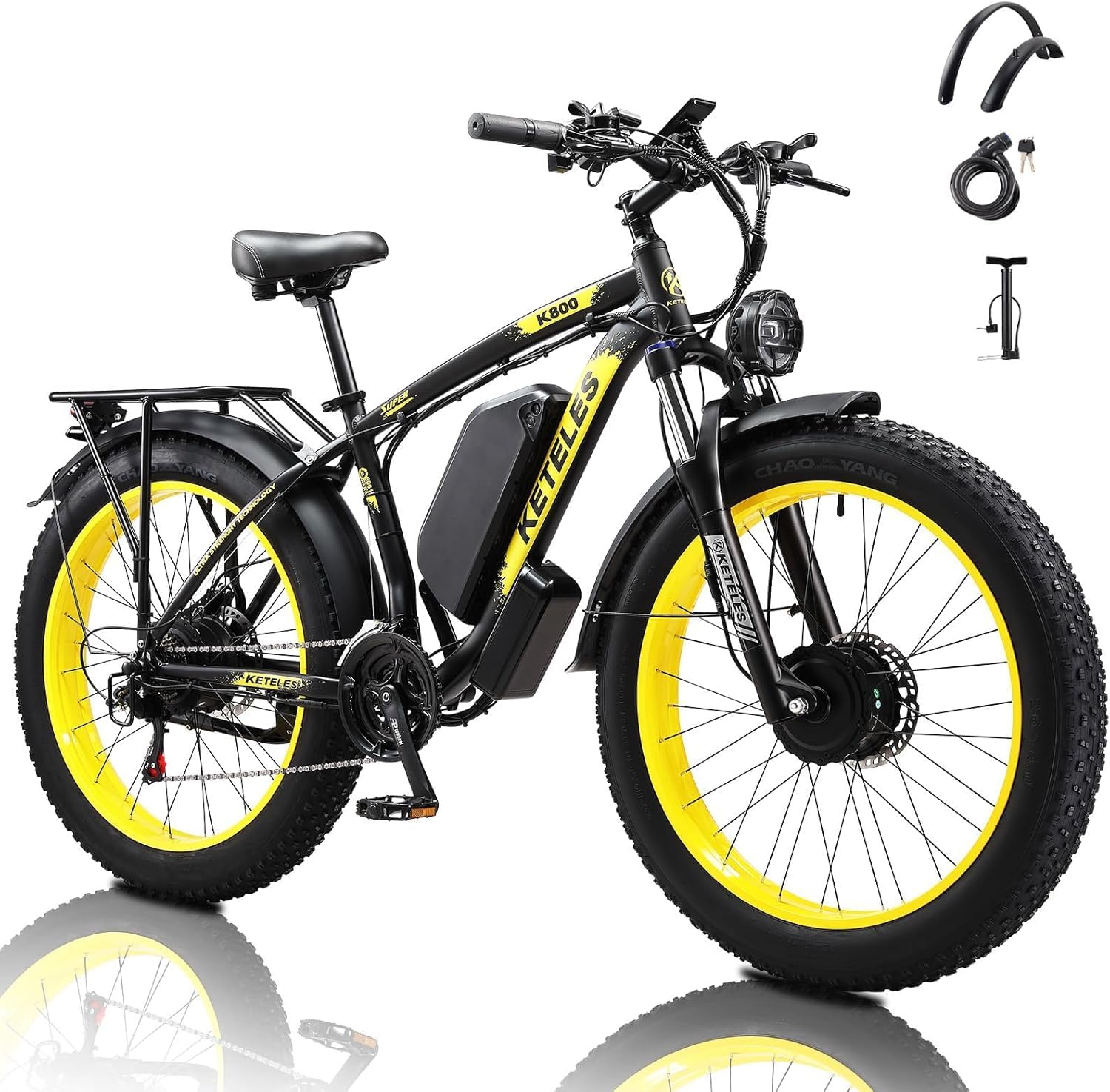 Electric Bike for Adult, 26 x 4.0 Fat Tire Ebike, 1000W/2000W Peak Electric Bicycle, 48V 13/17.5/23AH Waterproof Battery, Front Suspension Ebike, 27MPH-46MPH, Adjustable Seat, UL and GCC Certified