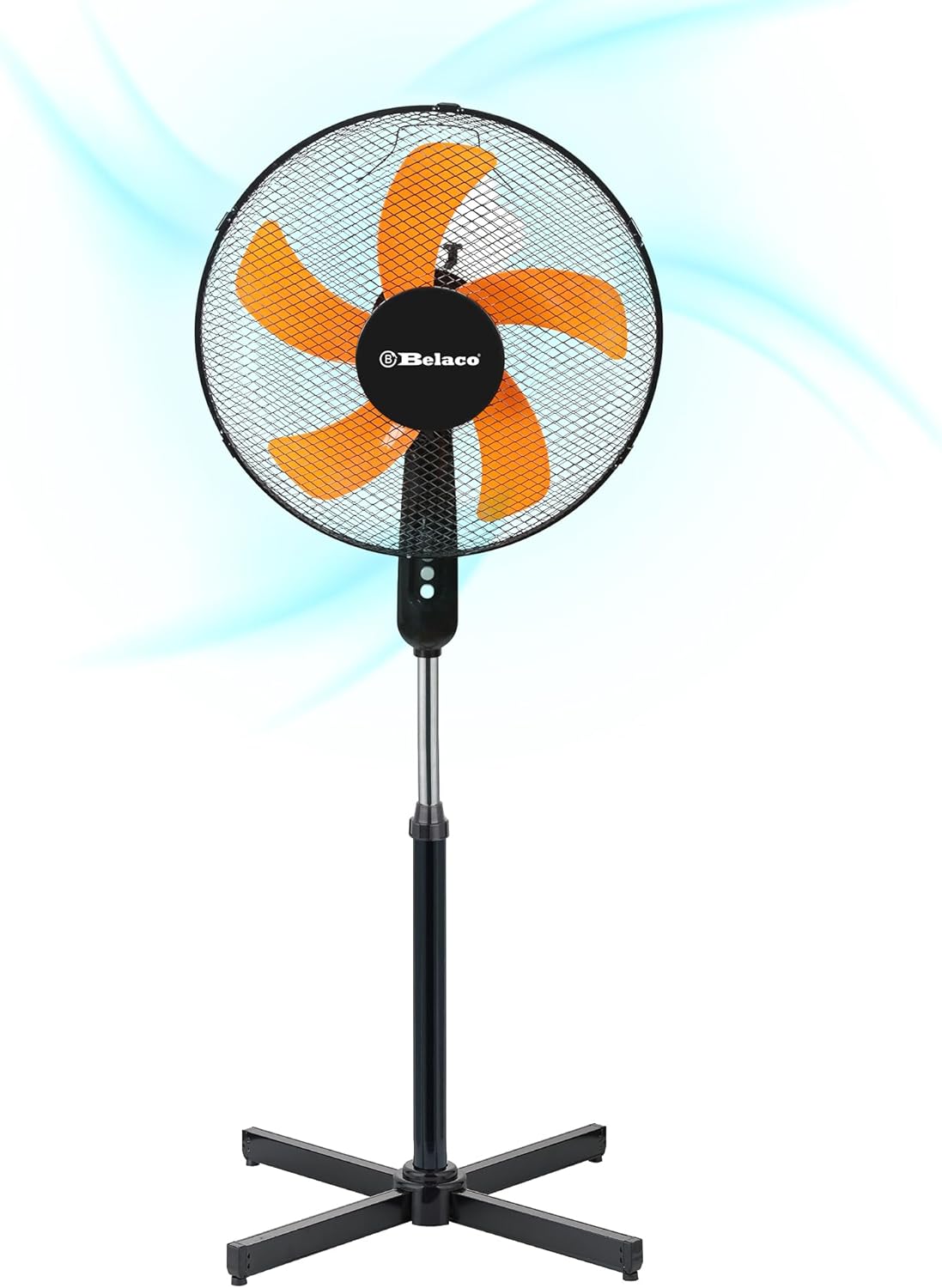 Belaco 16 Inch Pedestal Fan with Oscillation, Adjustable Height, Quiet Powerful Cooling Airflow, 45W