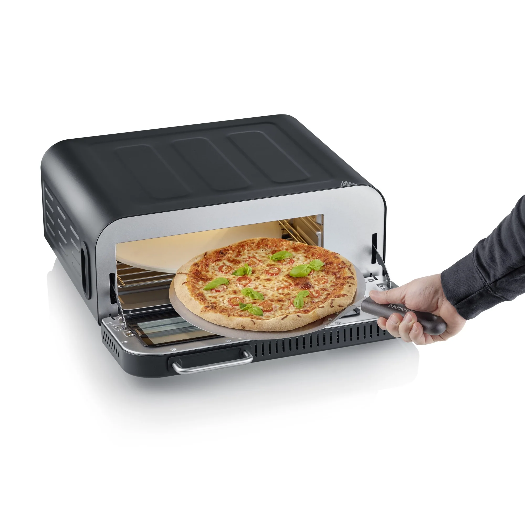 Severin Pizzaofen PG8575 Serico, inkl. Pizzastein und Guss-Grillplatte