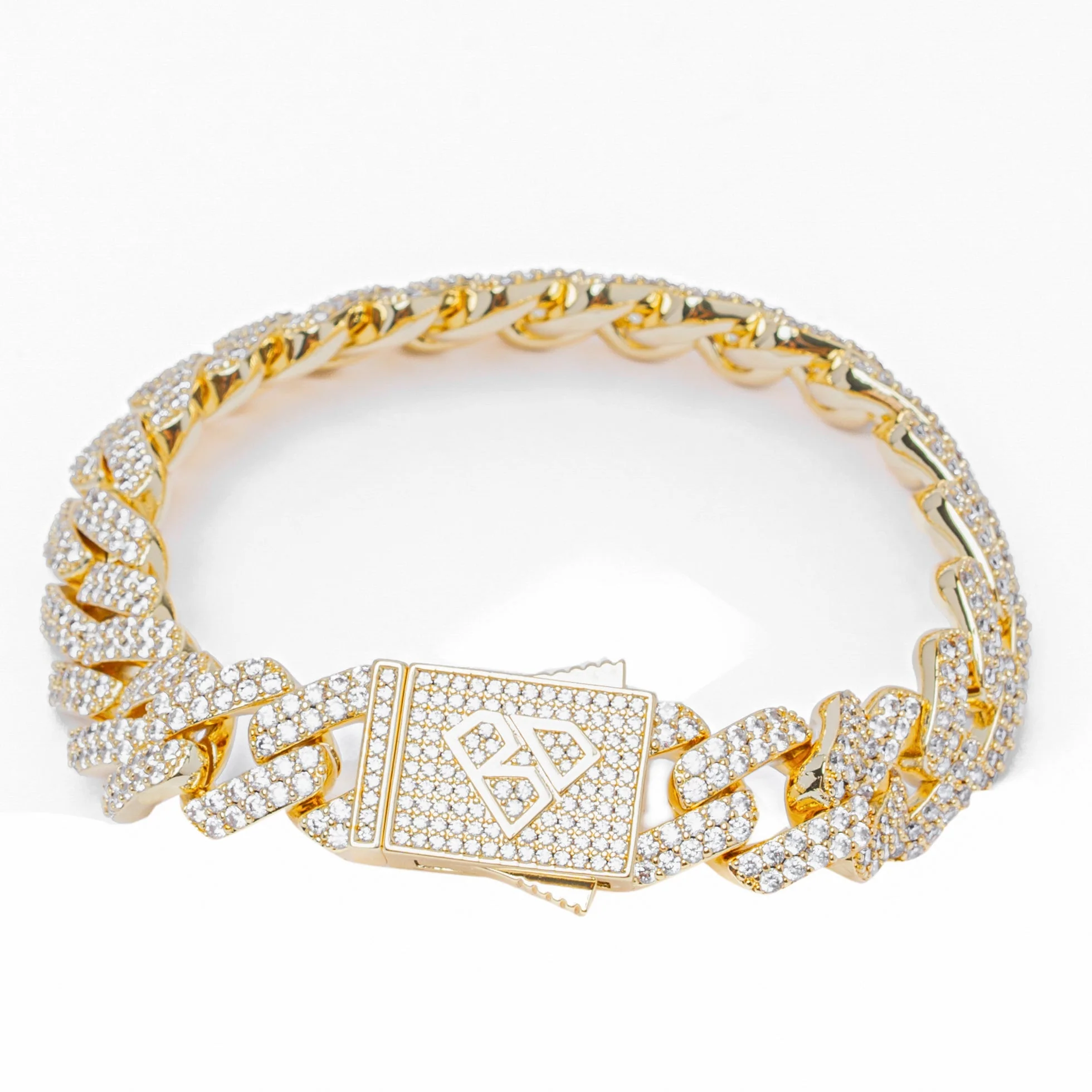 Big Daddy 12MM Gold Diamond Figaro Iced Out Bracelet