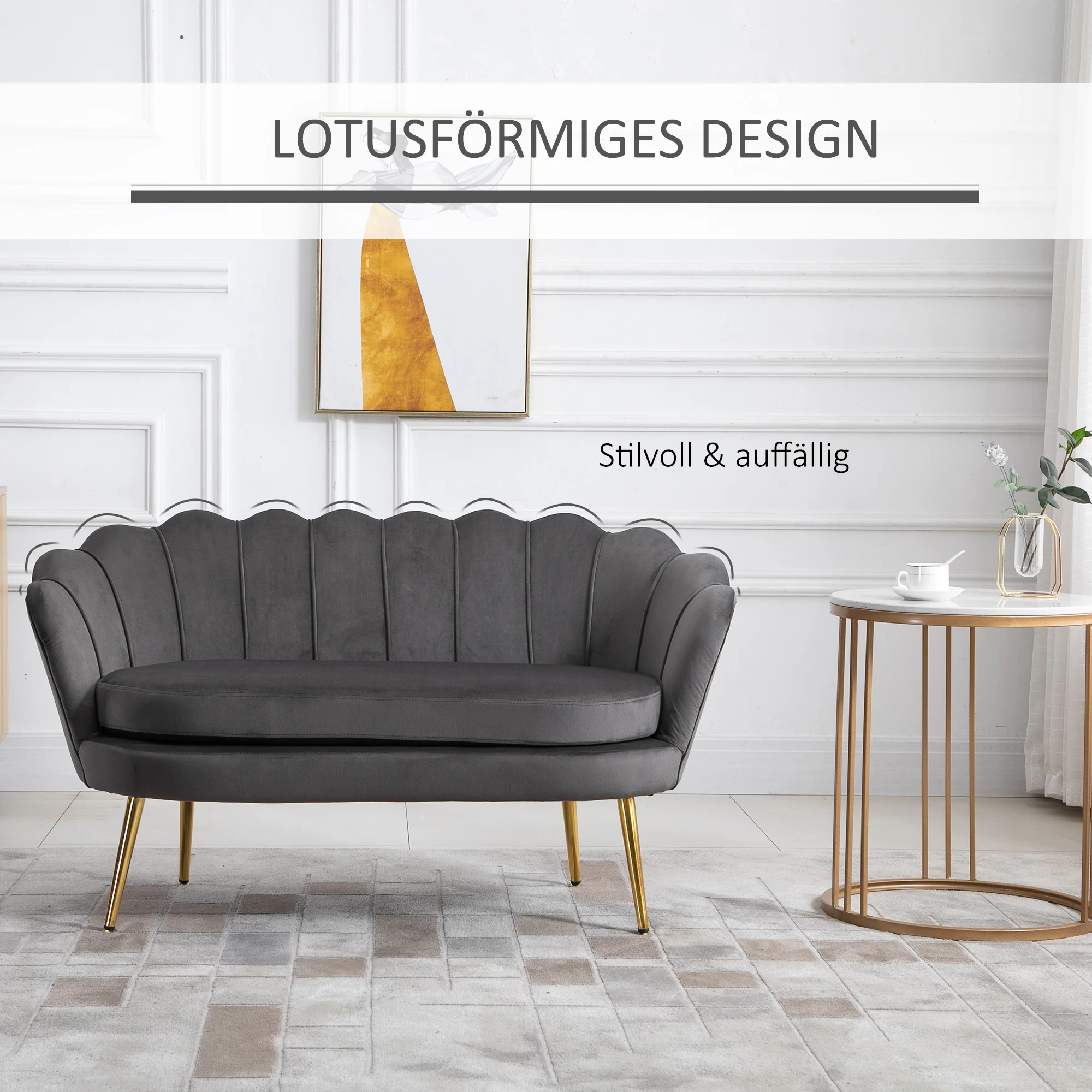 HOMCOM 2-zitsbank bank sofa fluweel velvet touch velours look