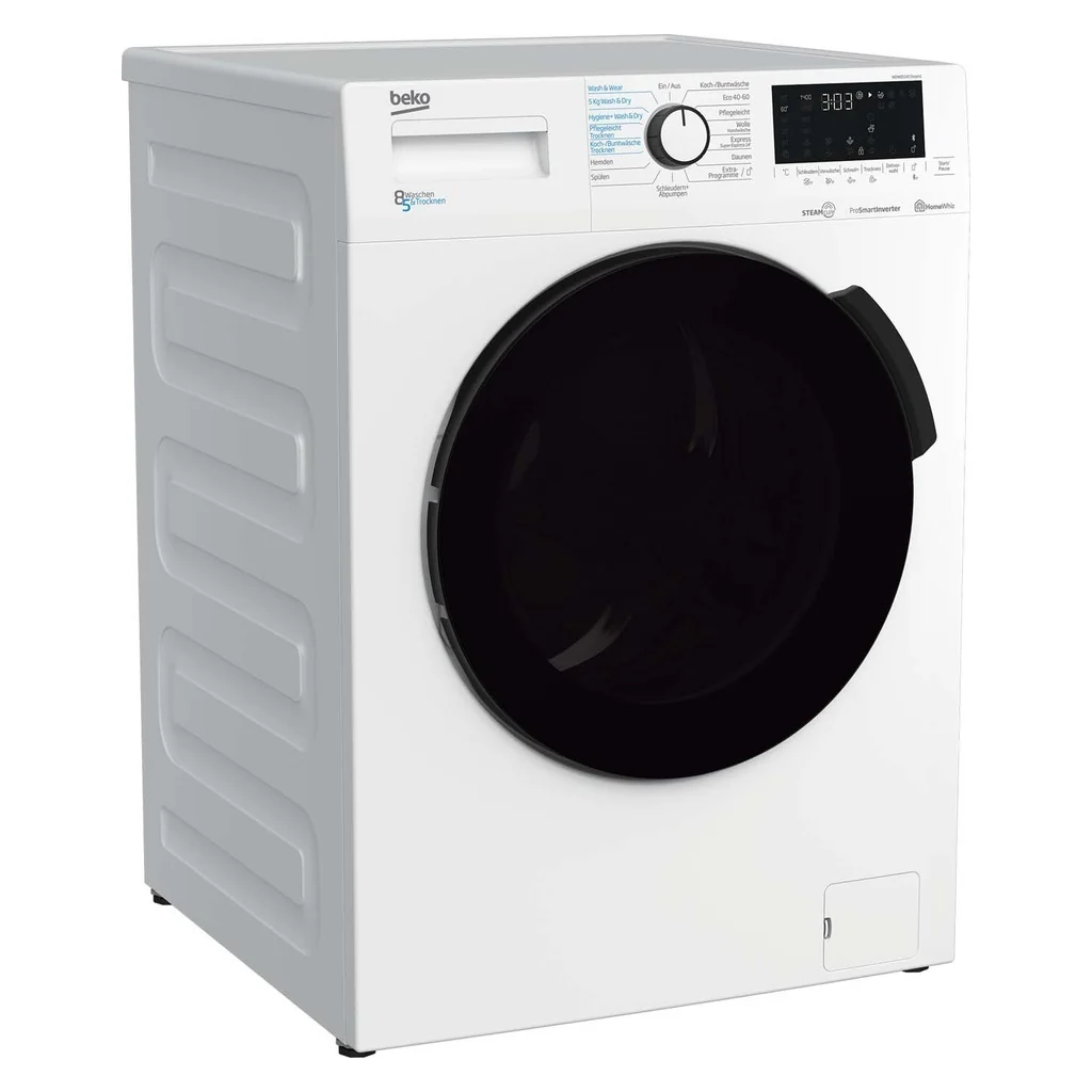 2025 Lavadora-secadora Beko WDW85141 Steam1, 1400 rpm, puerta XL, vapor, blanca