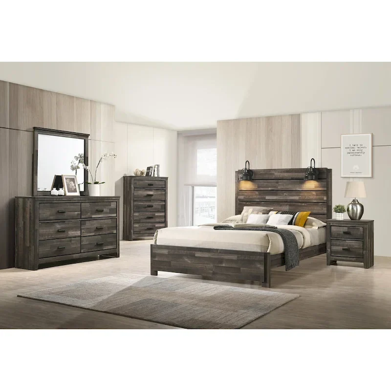Edyth 3-Piece Brown Platform Bedroom Collection