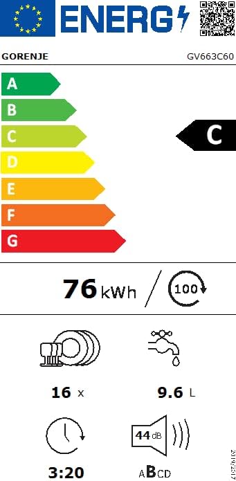 Gorenje GV663A66 Geschirrspüler/Einbaugerät FRONT NICHT ENTHALTEN/Made in EU/60 breite/16 Maßgedecke/8 Programme/TotalDry/Nachtprogramm/Status LED Licht/EEK: A-10%/Einbaumaße (HxBxT): 82 x 60 x 55,5cm