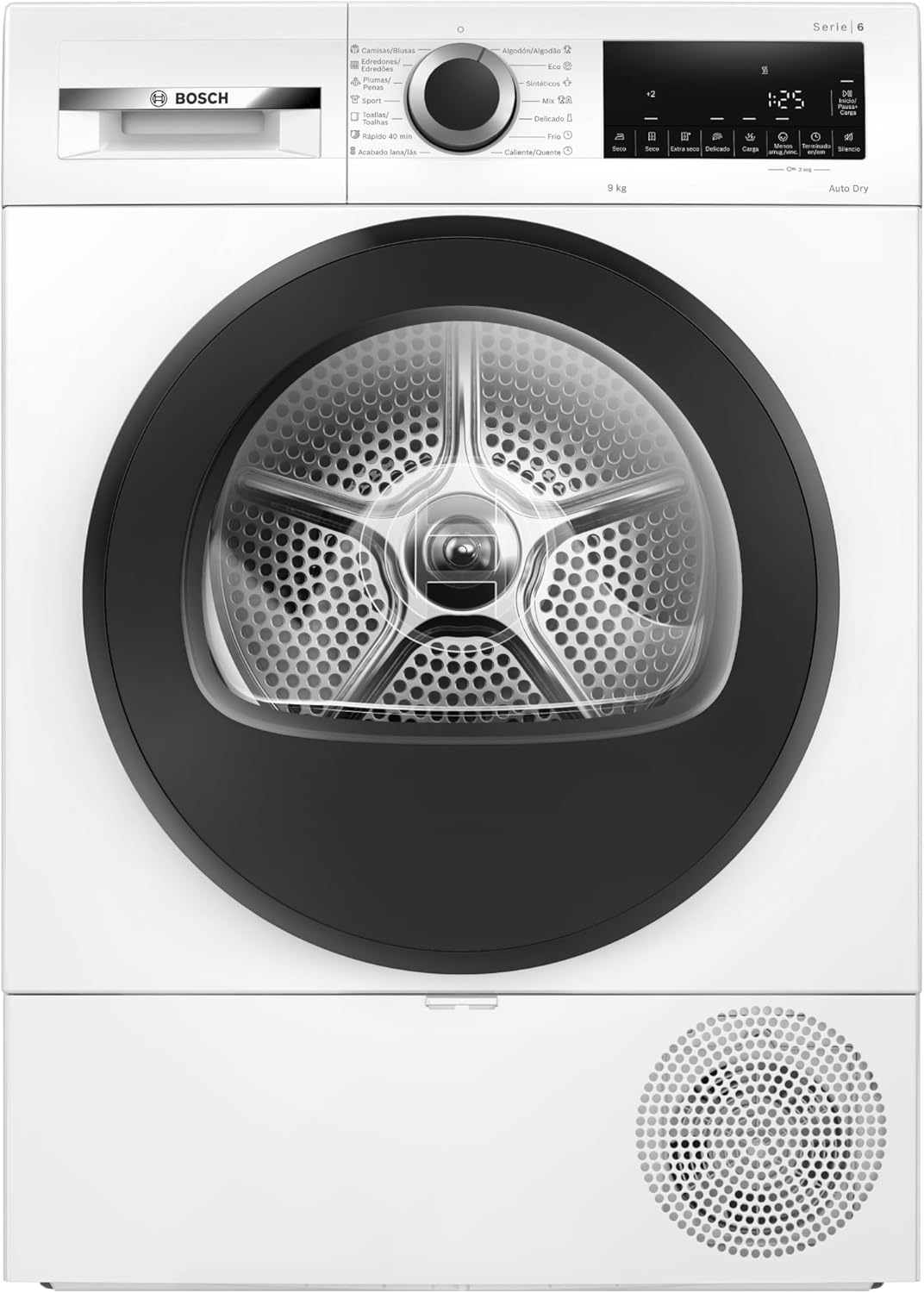 Bosch – Secadora con Bomba de Calor, 9 kg, AutoDry, Media Carga, Antiarrugas, Blanco, WQG24200ES