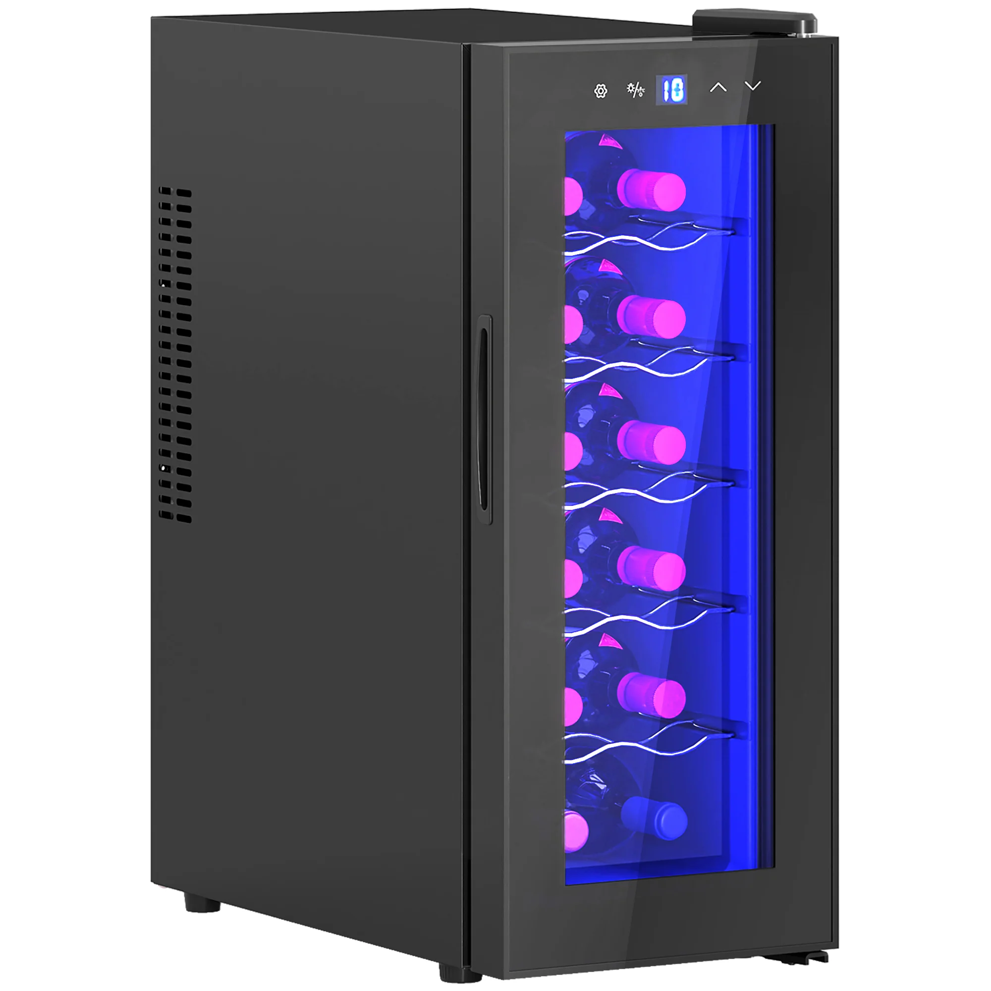 HOMCOM Weinkühlschrank 12 Flaschen 30 L Schwarz