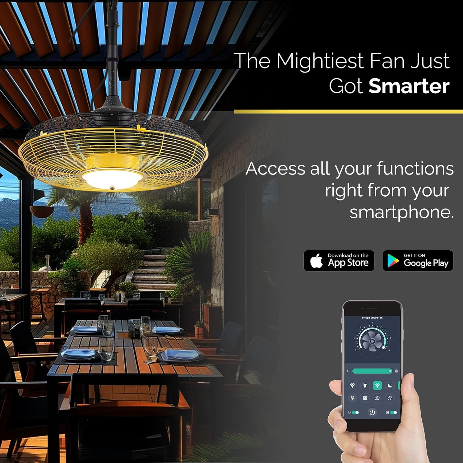 Outdoor Ceiling Fan with Light, Plug in Ceiling Fan with Remote, Gazebo Fans Outdoor Hanging for Patios Waterproof, Wet Rated Hanging Fan with App Control
